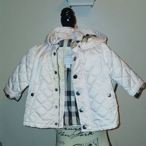 Authentic BURBERRY Light Pink Baby Quilted Hooded Jacket Size 6 Months